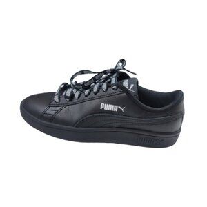 PUMA Smash V2 Black Leather Sneakers Boys Youth Size 4